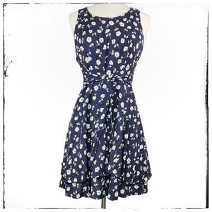 Vintage 90s Ditsy Floral Tiered Skirt with Front Tie Jamie Brooke Petite Size 10